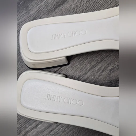 Jimmy Choo Hawke Mule Flat Latte/Gold Ladies Size 38.5 EUC Luxury Leather - Picture 6 of 13